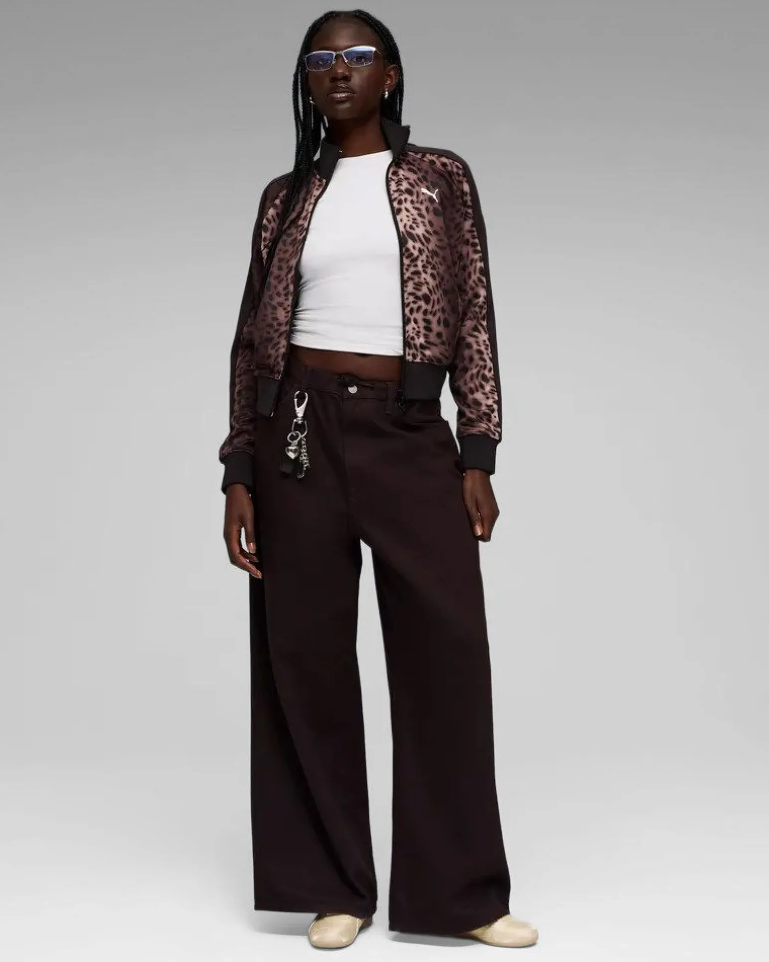 PUMA - JACKET DONNA LEOPARDATO NERO E MARRONE T7 LEO LUXE AOP TRACK, 634563-01