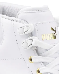 PUMA KARMEN MID - Sneakers alta bianca e nera in VERA PELLE con dettagli oro