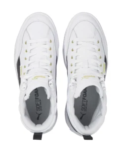 PUMA KARMEN MID - Sneakers alta bianca e nera in VERA PELLE con dettagli oro