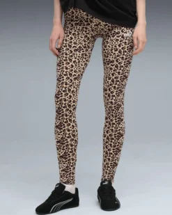 PUMA - LEGGINGS LEOPARDATO MARRONE, NERO E BEIGE  ESSENTIAL GRAPHIC ANIMAL   DA DONNA, 688085-83