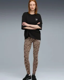 PUMA - LEGGINGS LEOPARDATO MARRONE, NERO E BEIGE  ESSENTIAL GRAPHIC ANIMAL   DA DONNA, 688085-83