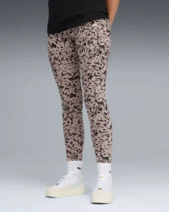 PUMA - LEGGINGS MACULATO MARRONE E NERO  ESSENTIAL GRAPHIC ANIMAL MID  DA DONNA, 693840-88