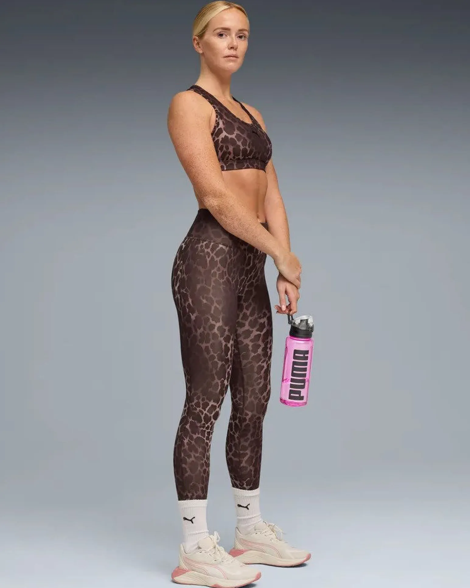 PUMA - LEGGINGS MACULATO MARRONE E BEIGE SPOTTED HAZE DA DONNA, 528515-13