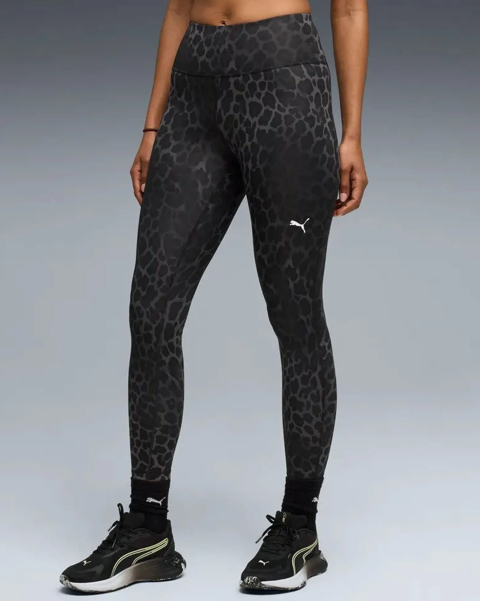 PUMA - LEGGINGS MACULATO NERO E GRIGIO SPOTTED HAZE DA DONNA, 528515-01
