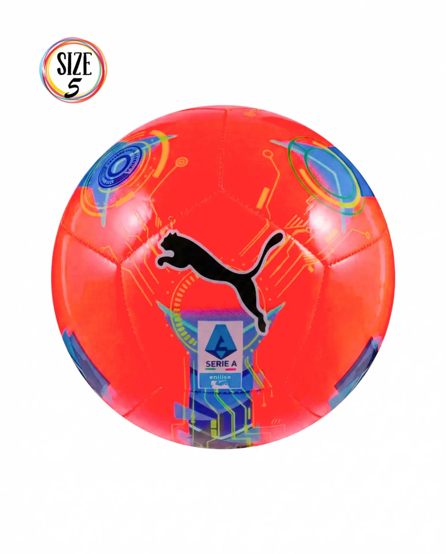 PUMA - PALLONE ORBITA SERIE A ARANCIONE FLUO -MULTICOLOR MISURA 5, 084640-02