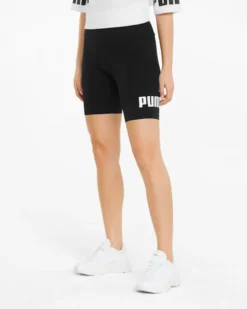 PUMA - Pantaloncini corti da donna neri con logo bianco