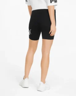 PUMA - Pantaloncini corti da donna neri con logo bianco