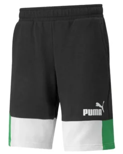 PUMA - Pantalone corto da uomo nero e bianco con dettagli arancioni