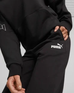 PUMA - Pantalone da donna nero con Stampa logo laterale