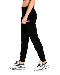 PUMA - Pantalone da donna nero con logo metallizzato