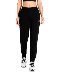 PUMA - Pantalone da donna nero con logo metallizzato