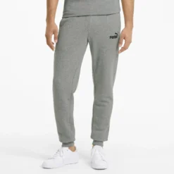 PUMA - Pantalone felpa da uomo grigio slim fit con elastico e lacci in vita