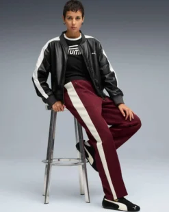 PUMA - PANTALONE T7 ALWAYS ON BORDEAUX  CON BANDA BEIGE DA DONNA, 629797-96