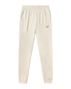 PUMA - PANTALONE TUTA  BEIGE ESSENTIAL+TEXTURED FOIL LOGO DA DONNA, 692200-87