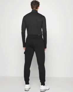 PUMA - Pantalone tuta cargo da uomo nera con logo bianco