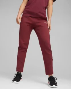 PUMA - Pantalone tuta da donna a vita alta bordeaux in tessuto traspirante