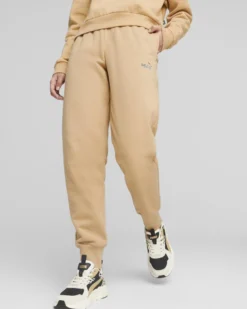 PUMA - Pantalone tuta da donna beige con logo leopardato