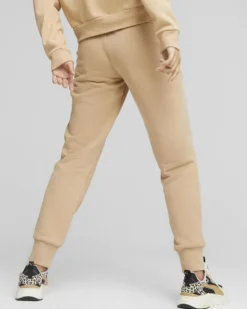 PUMA - Pantalone tuta da donna beige con logo leopardato