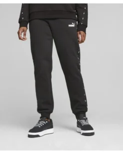 PUMA - Pantalone tuta da donna nero con banda logo laterale