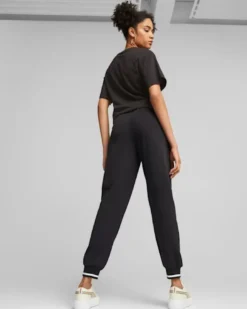 PUMA - Pantalone tuta da donna nero con elastico alla caviglie