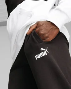 PUMA - Pantalone tuta da uomo nero con logo bianco