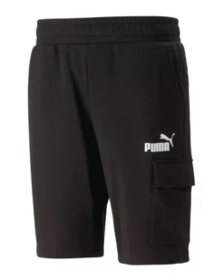 PUMA - Pantaloni corti cargo da uomo neri con logo bianco