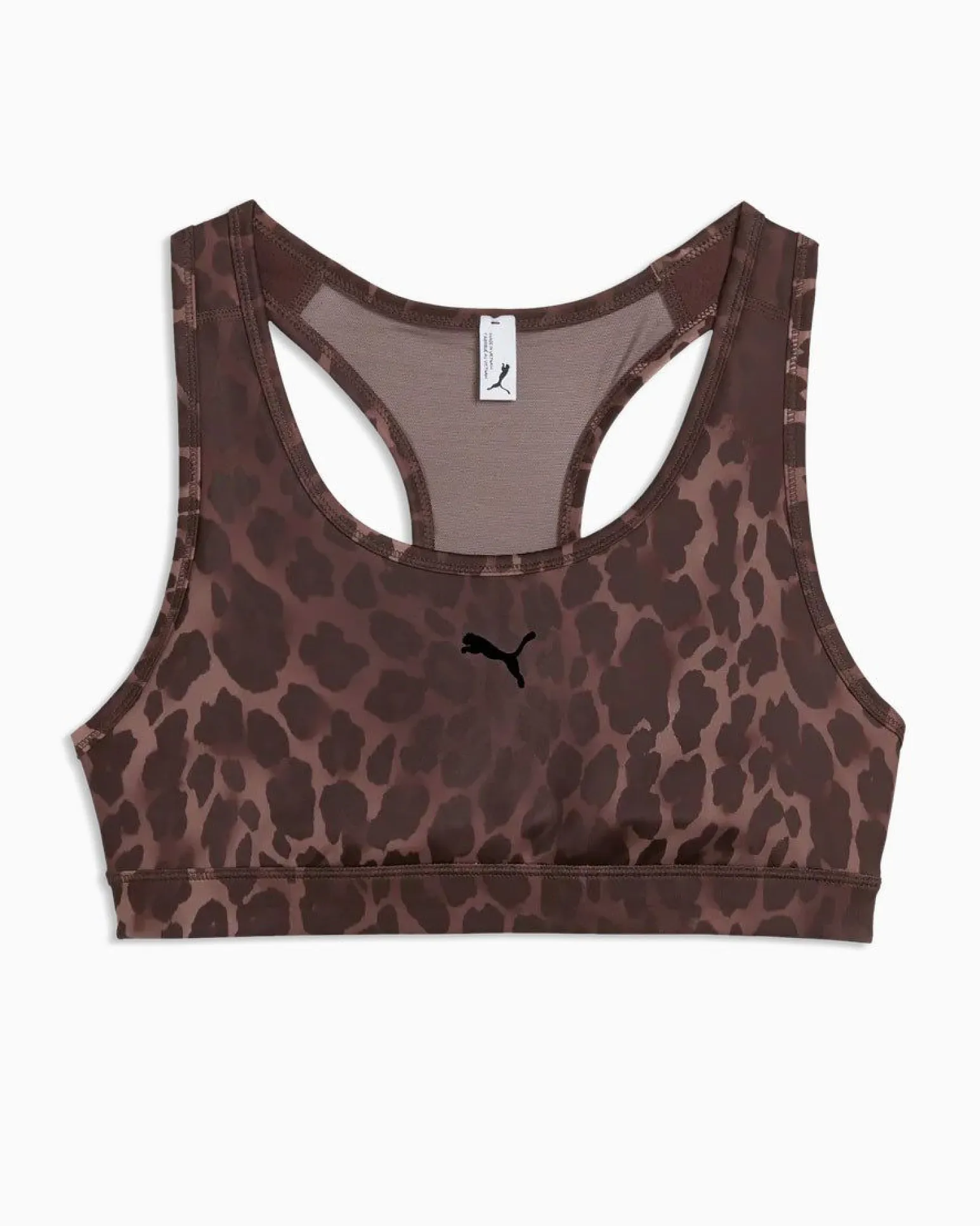 PUMA - REGGISENO SPORTIVO MACULATO MARRONE E NERO 4KEEPS BRA SPOTTED HAZE MID DA DONNA, 528511-13