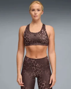PUMA - REGGISENO SPORTIVO MACULATO MARRONE E NERO 4KEEPS BRA SPOTTED HAZE MID DA DONNA, 528511-13