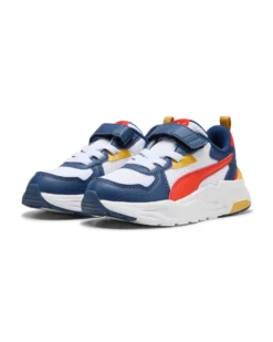 PUMA - Scarpa da bambino bianca con dettagli rosso, blu e giallo - TRINITY LITE AC+PS