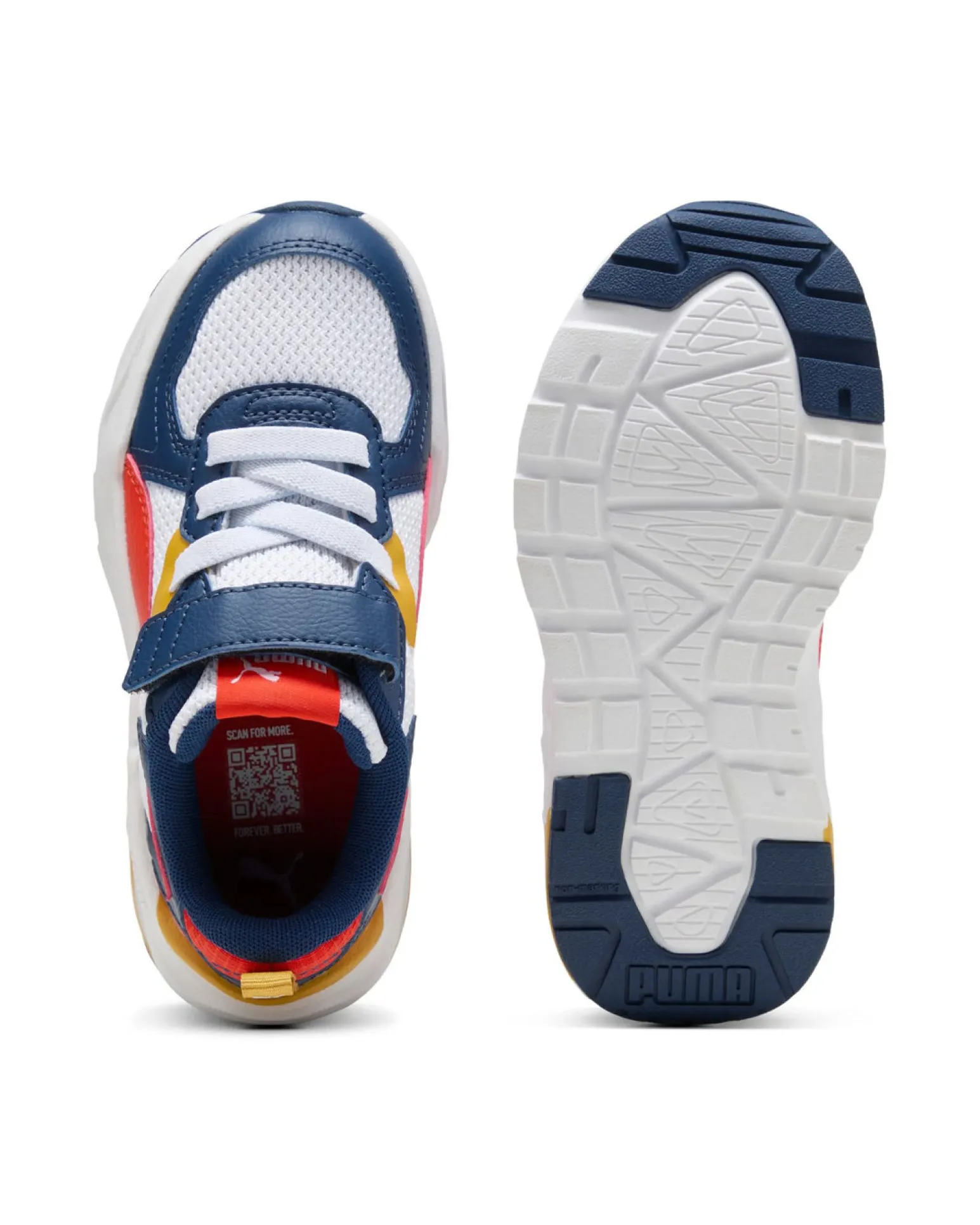 PUMA - Scarpa da bambino bianca con dettagli rosso, blu e giallo - TRINITY LITE AC+PS