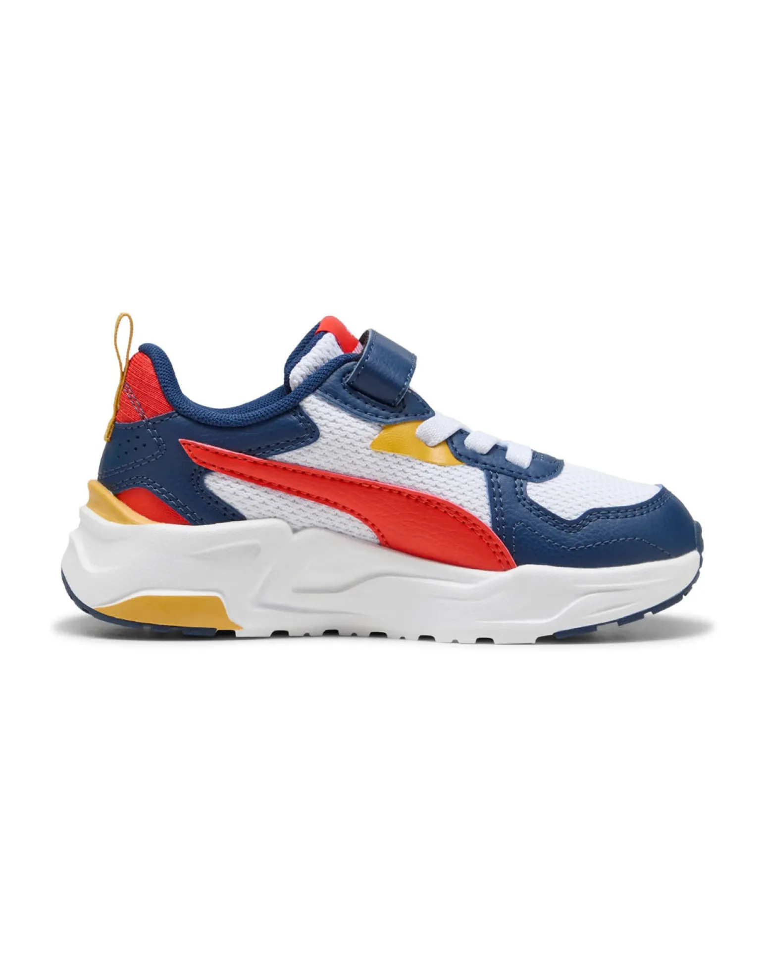 PUMA - Scarpa da bambino bianca con dettagli rosso, blu e giallo - TRINITY LITE AC+PS