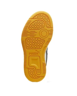 PUMA - Scarpa da bambino nera e bianca con dettagli gialli - PUMA REBOUND V6 LO AC PS