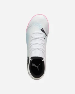 PUMA - Scarpa da calcetto bambino bianca e nera con suola colorata - FUTURE 7 PLAY TT JR