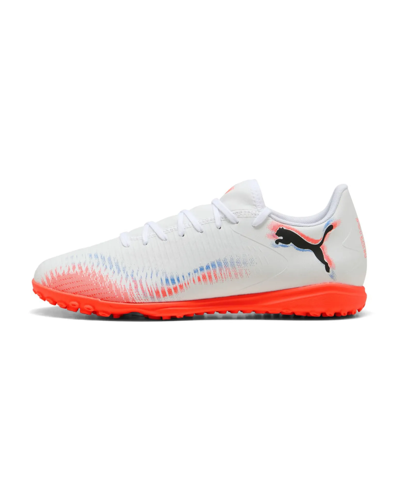PUMA - Scarpa da calcetto bianca con dettagli arancioni e blu - FUTURE 8 PLAY TT