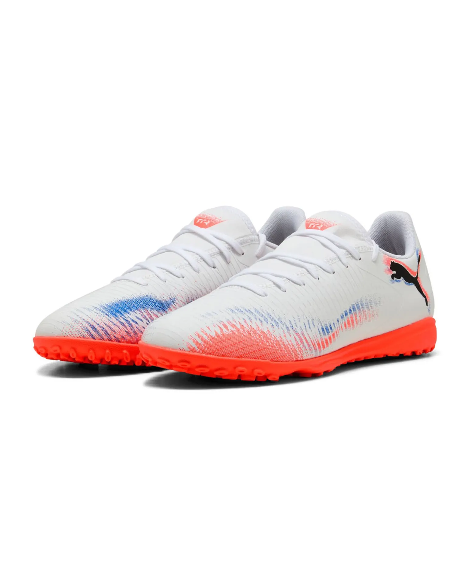 PUMA - Scarpa da calcetto bianca con dettagli arancioni e blu - FUTURE 8 PLAY TT
