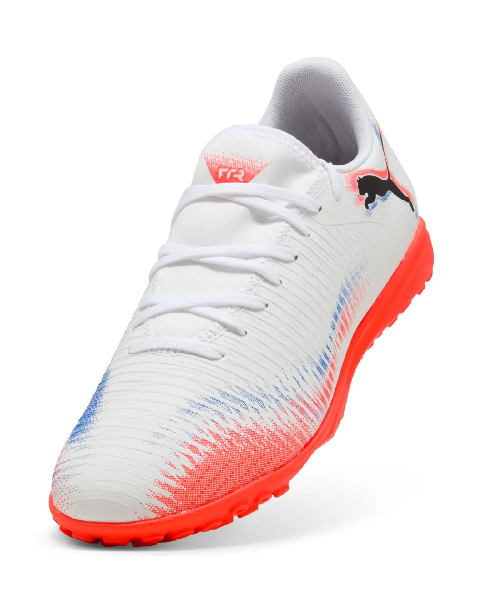 PUMA - Scarpa da calcetto bianca con dettagli arancioni e blu - FUTURE 8 PLAY TT