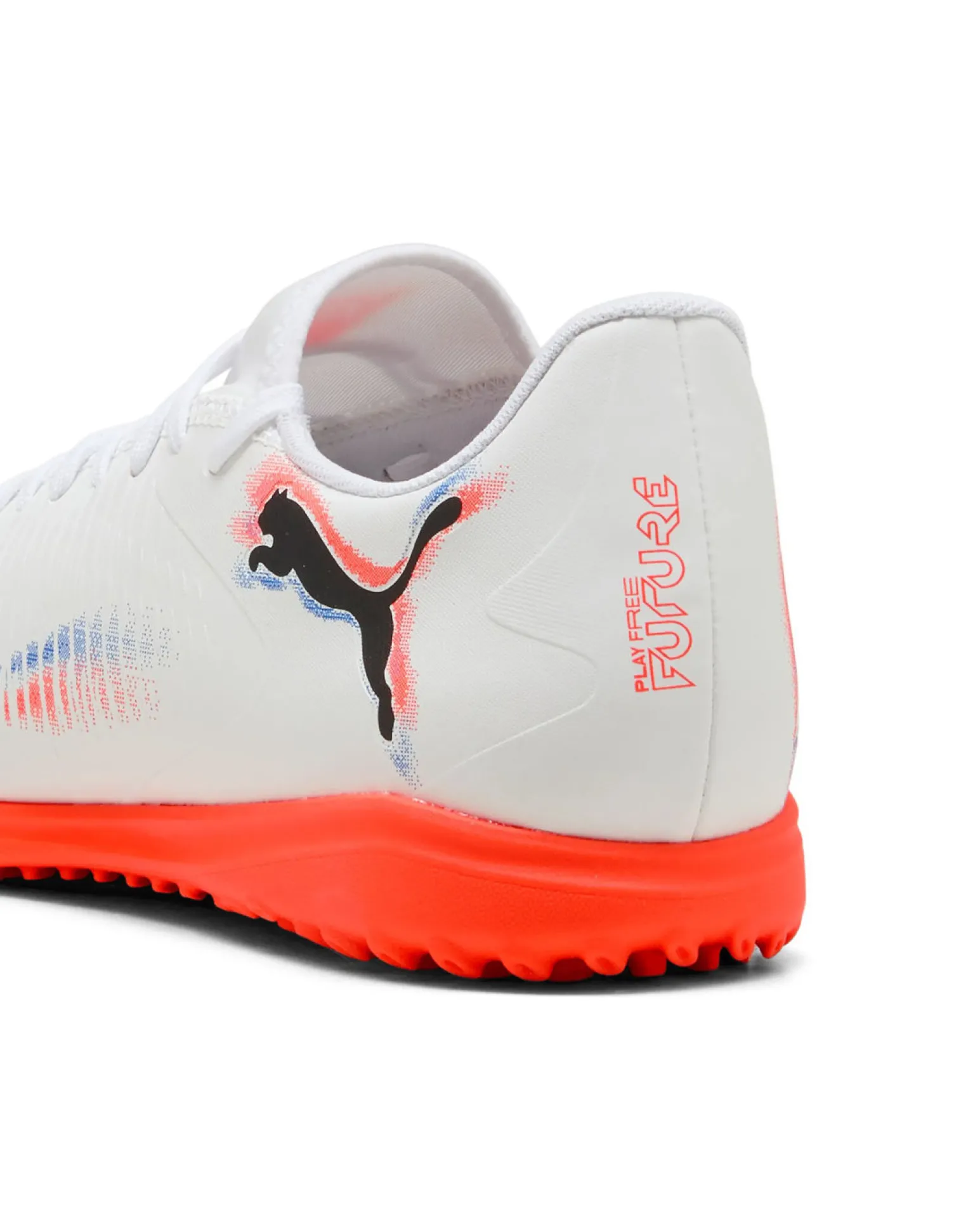 PUMA - Scarpa da calcetto bianca con dettagli arancioni e blu - FUTURE 8 PLAY TT