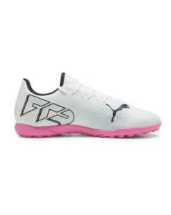 PUMA - Scarpa da calcetto uomo bianca e nera con suola colorata - FUTURE 7 PLAY TT