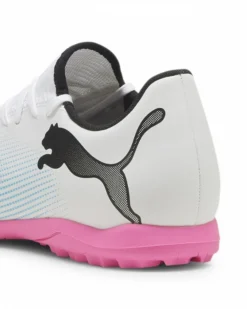 PUMA - Scarpa da calcetto uomo bianca e nera con suola colorata - FUTURE 7 PLAY TT