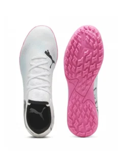 PUMA - Scarpa da calcetto uomo bianca e nera con suola colorata - FUTURE 7 PLAY TT