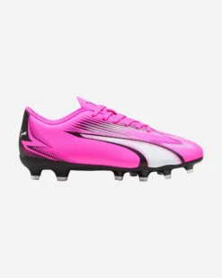 PUMA - Scarpa da calcio bambino rosa e nera con logo bianco - ULTRA PLAY FG/AG JR