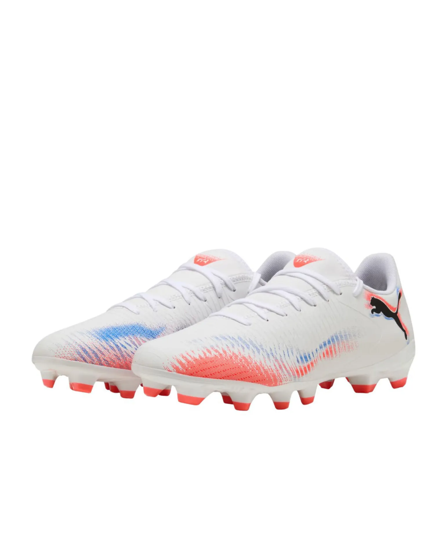 PUMA - Scarpa da calcio bianca con dettagli arancioni e blu - FUTURE 8 PLAY FG/AG