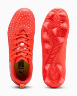 PUMA - SCARPA DA CALCIO KIDS FUTURE 9 PLAY FG/AG ROSSA FLUO CON DETTAGLI GRIGI E NERI DAL 30 AL 38.5, 108715-01