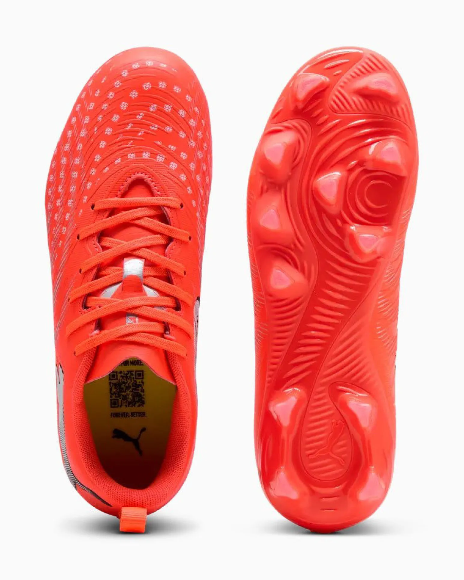 PUMA - SCARPA DA CALCIO KIDS FUTURE 9 PLAY FG/AG ROSSA FLUO CON DETTAGLI GRIGI E NERI DAL 30 AL 38.5, 108715-01