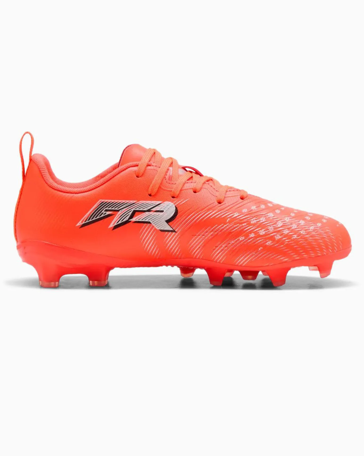 PUMA - SCARPA DA CALCIO KIDS FUTURE 9 PLAY FG/AG ROSSA FLUO CON DETTAGLI GRIGI E NERI DAL 30 AL 38.5, 108715-01