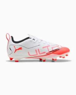 PUMA - SCARPA DA CALCIO ULTRA 5 PLAY FG/AG JUNIOR BIANCA E ROSSA, NUMERATA 33/38% - 108170-01