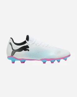 PUMA - Scarpa da calcio uomo bianca e nera con suola colorata - FUTURE 7 PLAY FG/AG