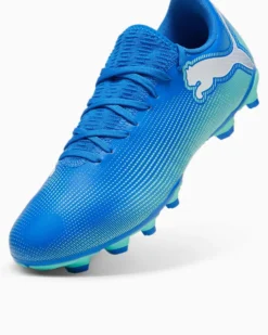 PUMA - SCARPA DA CALCIO UOMO BLU, BIANCA E VERDE FUTURE 7 PLAY FG/AG  107939-01