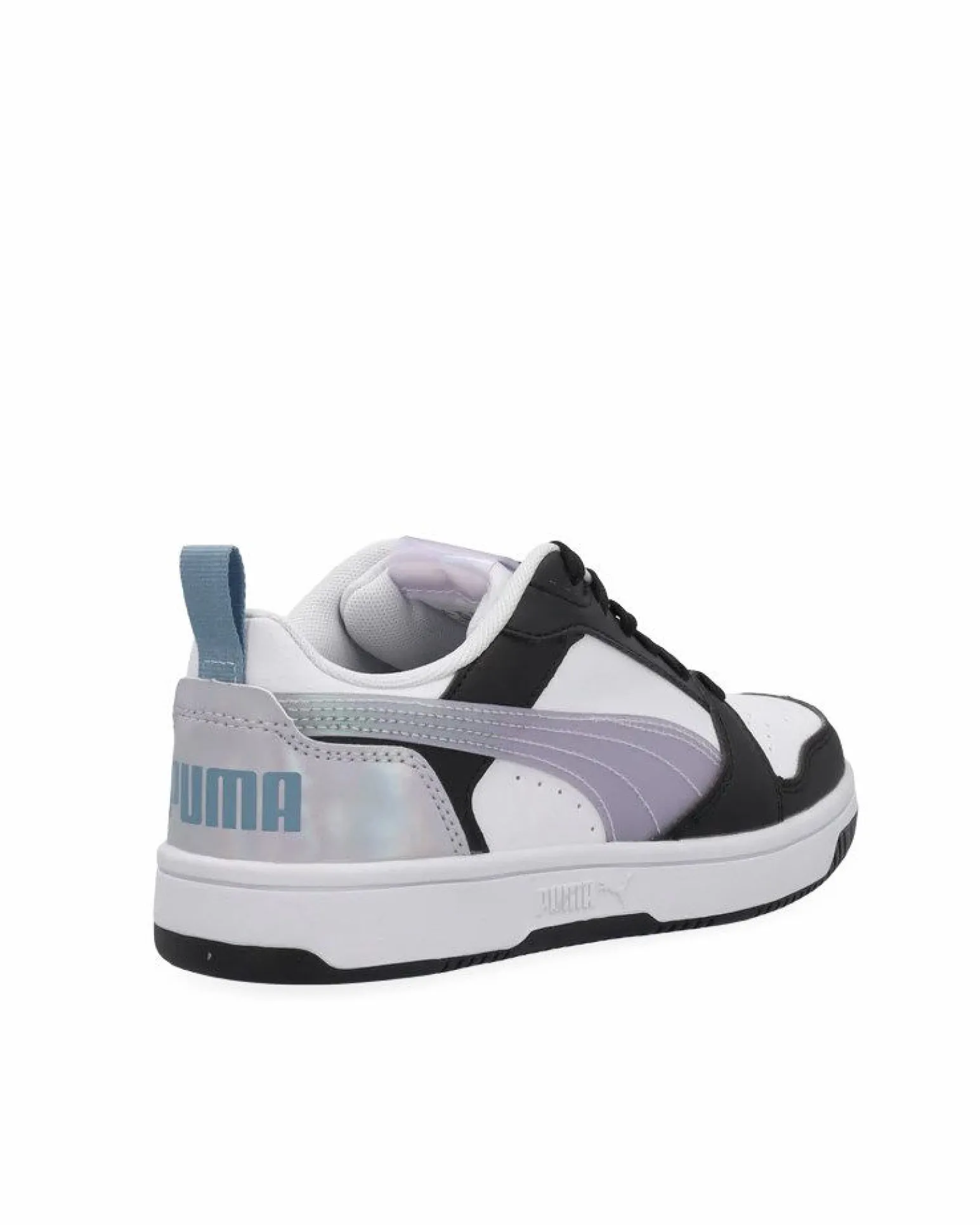 PUMA - Scarpa da ragazza bianca/nera con dettagli lilla - REBOUND V6 LO SPACE BELLE JR