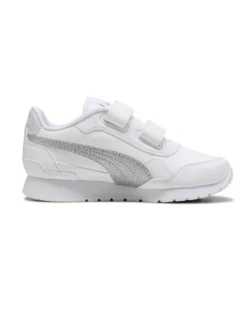 PUMA - SCARPA ST RUNNER V4 SL GLITTER PS BIANCA E ARGENTO, NUMERATA 28/35 - 401587-01